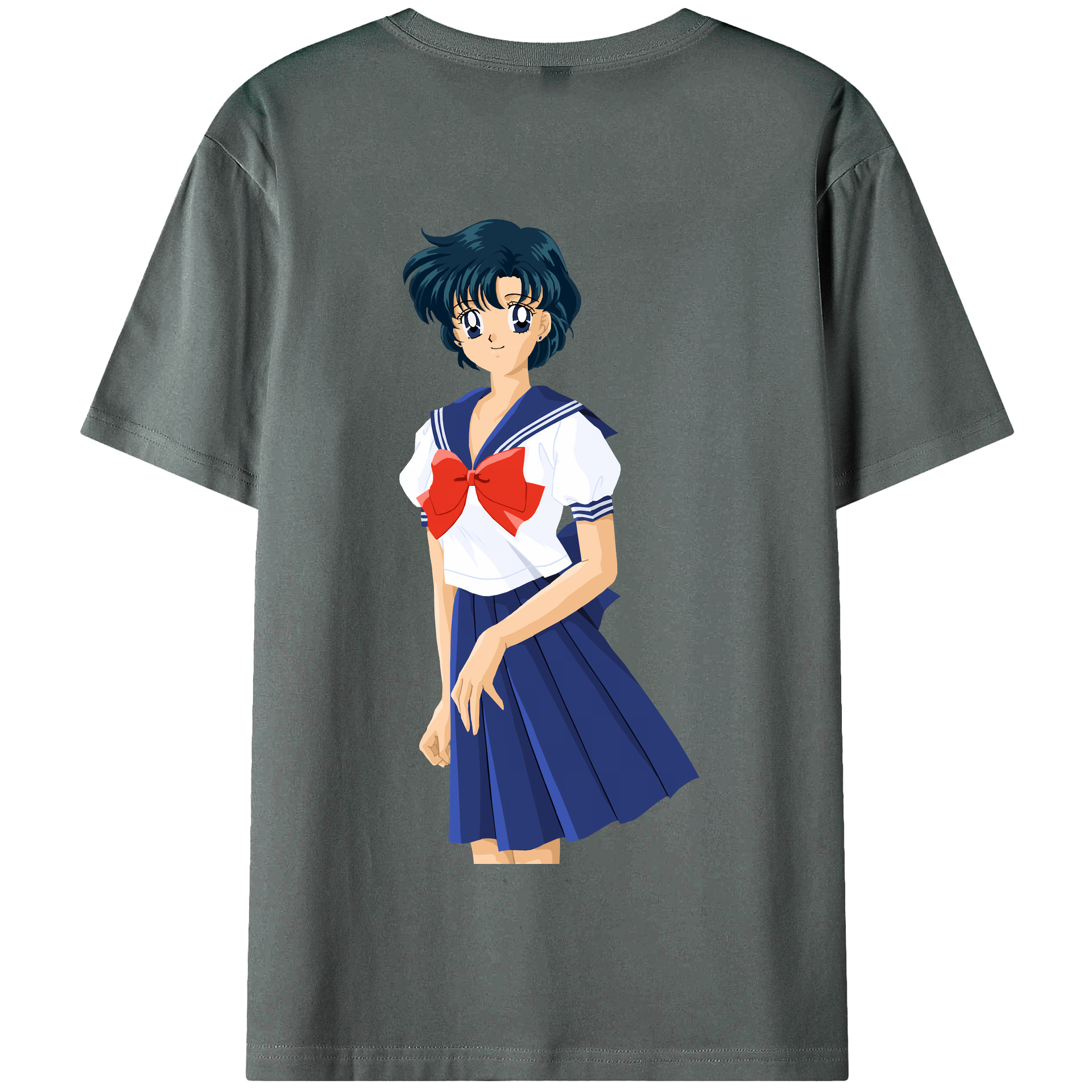 （画像用） 美少女戦士セーラームーン 水野 亜美 みずの あみ Sailor Moon Mizuno Ami 綿100％半袖Tシャツ（背面プリント）